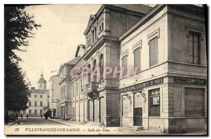 VINTAGE POSTCARD Bank Villefranche on the Saone Village Hall