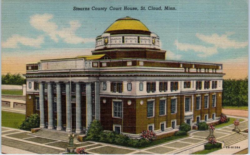 ST CLOUD, MN Minnesota Stearns County COURT HOUSE  c1940s  Linen  Postcard