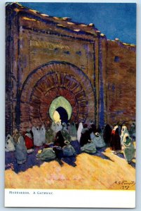 Marrakesh Morocco North Africa Postcard A Gateway c1910 Oilette Tuck Art