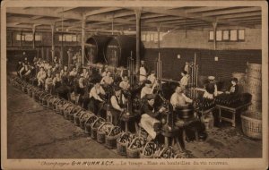 Champagne France FR Le Tirage Bottling Champagne Factory Vintage Postcard