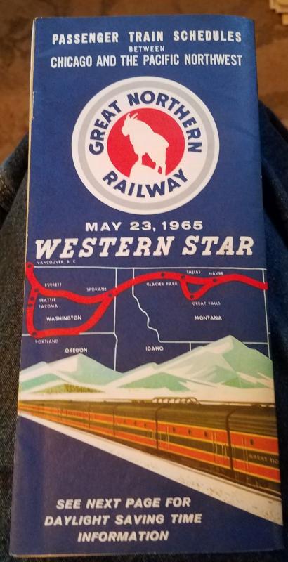 Vintage 1965 Great Northern Railway Western Star Train Schedule Booklet