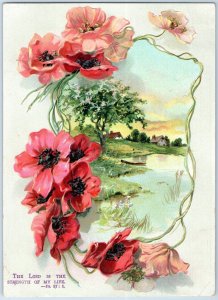 c1900-06 Lovely Flowers Religious Quotes Trade Card #DD