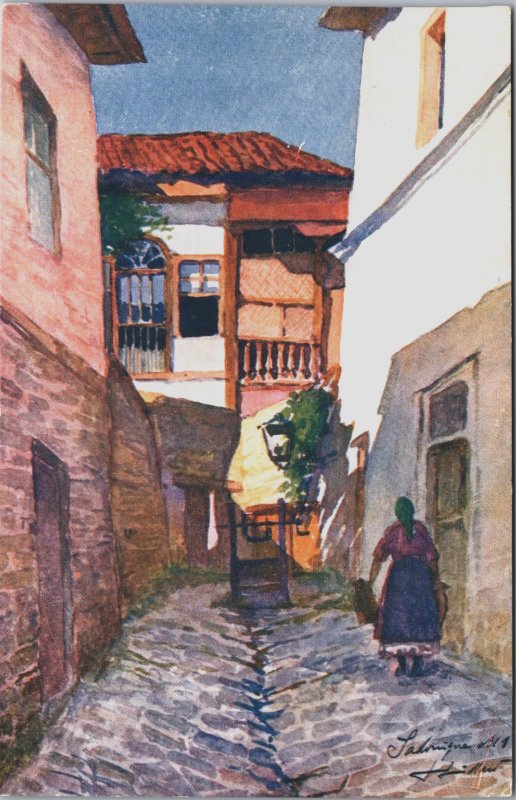 Greece Salonica Thessaloniki The Alley Of The Well Vintage Postcard C154