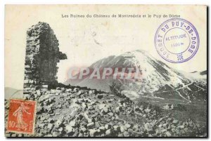 Old Postcard The Ruins of Chateau de Montrodeix and the Puy de Dome