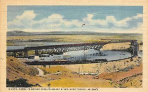 TOPOCK, Arizona AZ  SANTA FE RAILROAD BRIDGE~TRAIN Colorado River  1948 Postcard