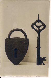 RPPC Medieval Lock and Key, Real Photo UK?