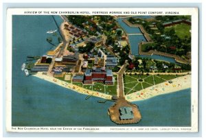 Airview Of New Chamberlin Hotel Fortress Monroe Old Point Comfort VA Postcard