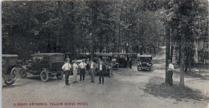 1910s A Shady Entrance Yellow Banks Hotel Webster Lake Indiana Postcard