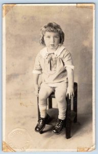 OCEAN CITY MARYLAND*MD*RPPC*MITCHELL PHOTOGRAPHY STUDIO POSTCARD CHILD w/CURLS