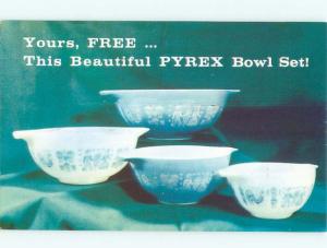 Pre-1980 This Is A Postcard PYREX BOWLS POSTCARD AD AC7347