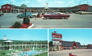 Redwood Center Motel Super Club & Swimming Pool Angola Indiana IN Postcard