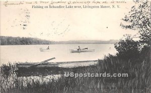Fishing on Schandlee Lake - Livingston Manor, New York NY Postcard