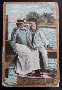 Romance Sailor and Woman on Dock Theochrom No 1088 Printed Germany 1908 (A3)