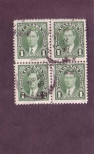 Canada, Used Block of Four, George VI, 1 Cent, Scott #231