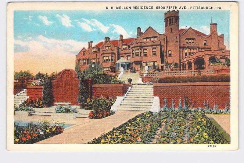 PPC POSTCARD PENNSYLVANIA PITTSBURGH R.B. MELLON RESIDENCE EXTERIOR VIEW 