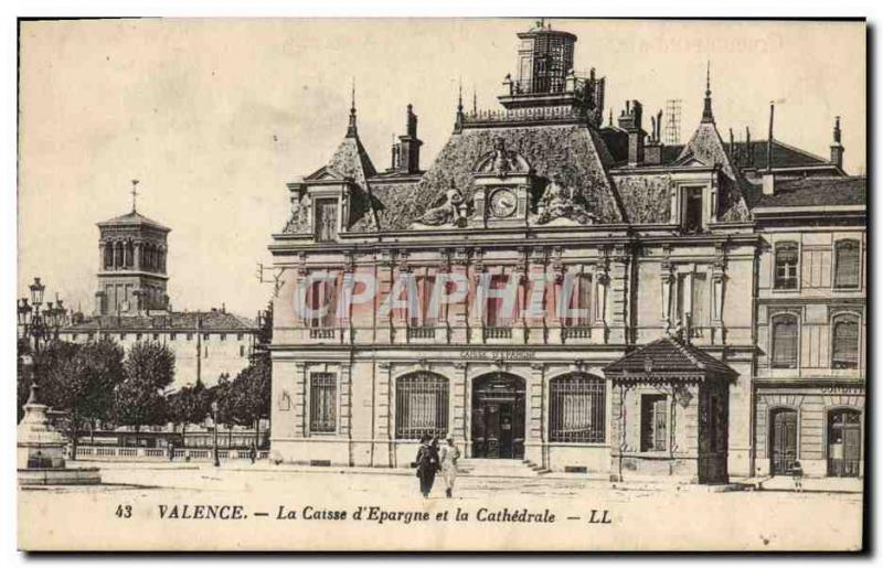 Old Postcard Bank Valencia Caisse d & # 39Epargne and the cathedral