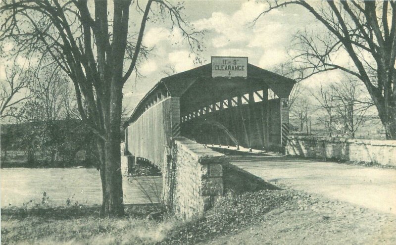 Pennsylvania Cave Hill Alexander's Covered Bridge 1940s Artvue Postcard 22-10317
