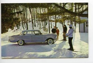 Official Mercedse Benz Four Door Skiing Snow Advertising Postcard