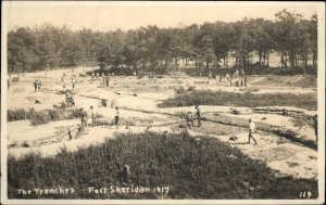 Fort Sheridan Illiinois IL Military Training Trenches 1917 Real Photo Postcard