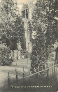New Berlin New York~St Andrews Church Yard~Belfry~Wrought Iron Fence~1942 B&W