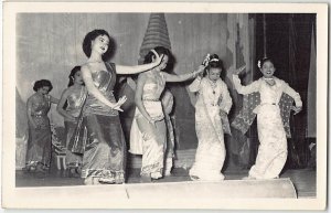 Antique RPPC Women Dancers Thailand? Bali? Asia Risque Photo Postcard Dancing