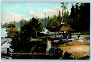 1910 Vancouver Canada Vintage Postcard Stanley Park Narroros Side Hut Trees