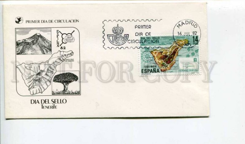 293111 SPAIN 1982 year First Day COVER Madrid Tenerife MAP