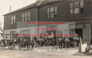 WA, Hoquiam, Washington, RPPC, Fire Department, Horse Drawn Wagons & Pumper