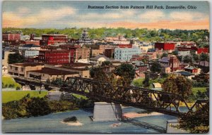 Zanesville Ohio OH, Business Section from Putnam Hill Park, Vintage Postcard