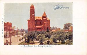 San Antonio Texas Bexar Court House Street View Antique Postcard K39144