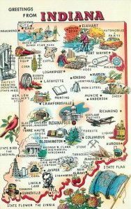 Indiana 1950s Map Attractions Industry Postcard Tichnor 21-12150