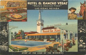 Postcard Nevada Las Vegas Hotel El Rancho Vegas Swimming Pool Teich 23-1826