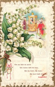 Vintage Postcard White Flower Bouquet Royal Place Longfellow Message