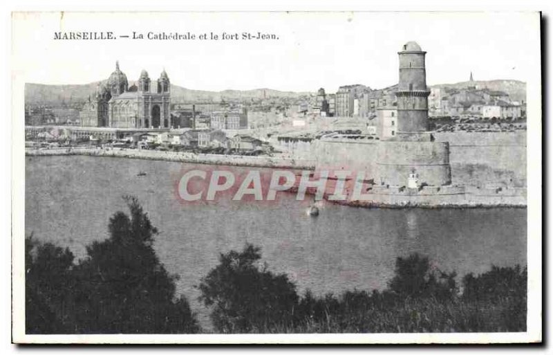 Postcard Old Marseille The Cathedral and Fort St. John