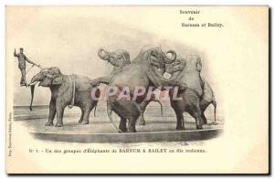 Old Postcard Barnum and Bailey Circus A d & # 39elephants group in single fil...