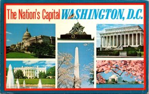 Washington DC Nations Capitol Multi View Monuments Landmarks Chrome Postcard 