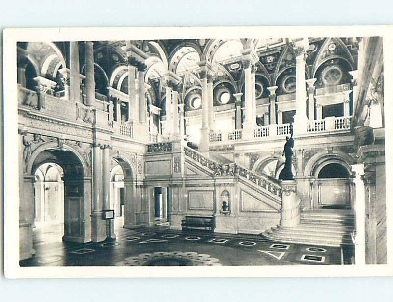 Pre-1949 rppc MAIN STAIRS AT LIBRARY OF CONGRESS Washington DC HM3306