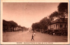 Vietnam Cochinchina Saigon Boulevard Charnier Vintage Postcard 09.62