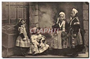 Old Postcard Folklore children's costumes of Pont L'Abbe and Pluguffan