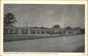 Columbus Mississippi MS Tourist Court Motel Vintage Postcard