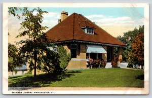 Manchester Vermont~Panorama Skinner Library~Vintage Postcard