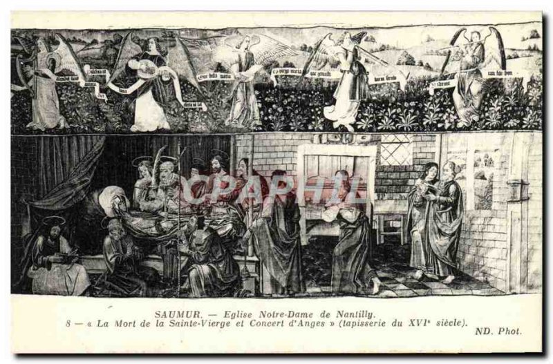 Postcard Old Saumur Eglise Notre Dame de Nantilly Death of the Virgin Mary an...