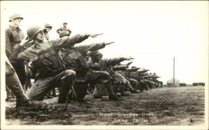 WWII Training Hand Grenade Drill Camp Callan Real Photo Postcard