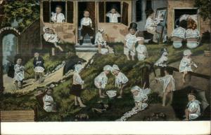 Multiple Babies Kids Fertility Exaggeration Chamber Pots c1905 Postcard