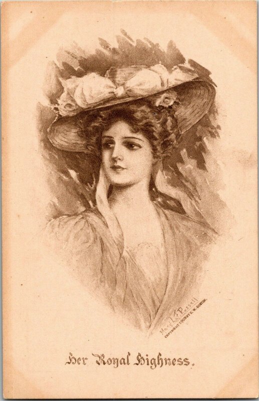 Beautiful Woman Her Royal Highness Artist Mary La Fenetra Russell Postcard A02