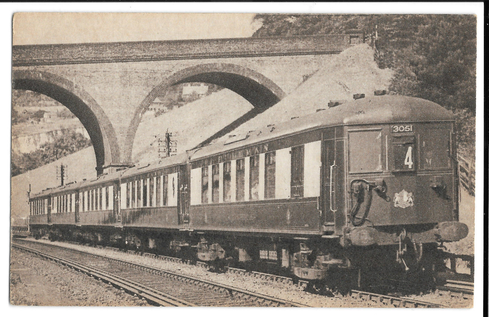 S R Brighton Belle Pullman At Speed On The Quarry Line Unposted Ppc