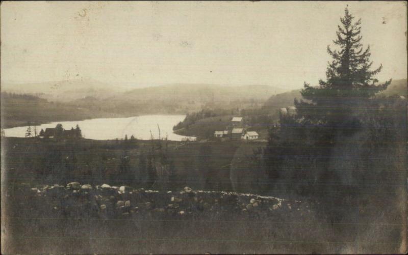 West Hill Pond & Homes Near Cabot VT 1909 Real Photo Postcard