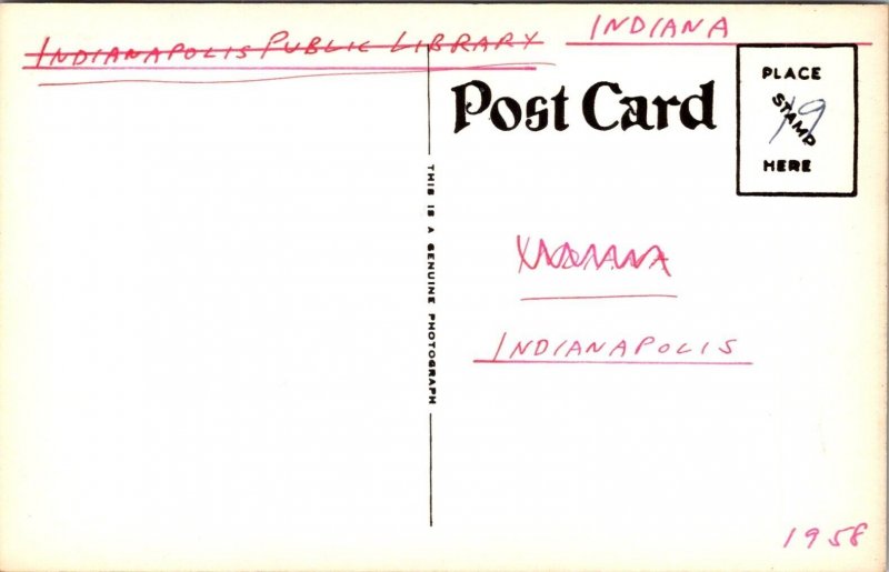 RPPC Indianapolis Public Library, Indianapolis IN c1958 Postcard S59