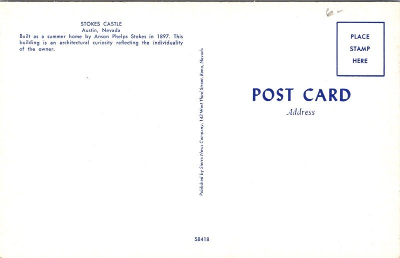 Postcard Stokes Castle in Austin, Nevada