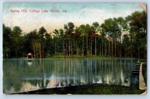 1908 Mobile Alabama Vintage Postcard Spring Hill College Lake Scenic View Posted